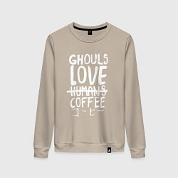 Свитшот хлопковый женский Ghouls Love Coffee, цвет: миндальный