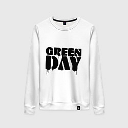 Свитшот хлопковый женский Greeen Day: spray style, цвет: белый