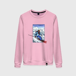 Свитшот хлопковый женский Лыжный Спорт, цвет: светло-розовый