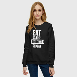 Свитшот хлопковый женский Eat Sleep Fortnite Repeat, цвет: черный — фото 2