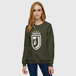 Свитшот хлопковый женский Juventus 7J, цвет: хаки — фото 2
