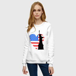 Свитшот хлопковый женский Люблю Америку, цвет: белый — фото 2