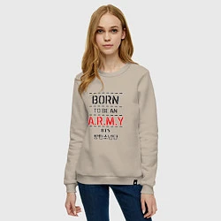 Свитшот хлопковый женский Born to be an ARMY BTS, цвет: миндальный — фото 2