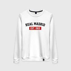 Свитшот хлопковый женский FC Real Madrid Est. 1902, цвет: белый