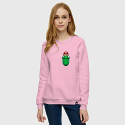 Свитшот хлопковый женский Марио в кармане, цвет: светло-розовый — фото 2
