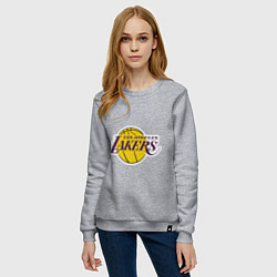 Свитшот хлопковый женский LA Lakers, цвет: меланж — фото 2
