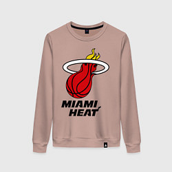 Свитшот хлопковый женский Miami Heat-logo, цвет: пыльно-розовый