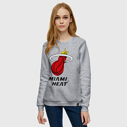 Свитшот хлопковый женский Miami Heat-logo, цвет: меланж — фото 2
