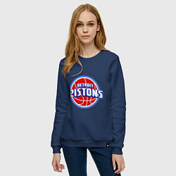 Свитшот хлопковый женский Detroit Pistons - logo, цвет: тёмно-синий — фото 2