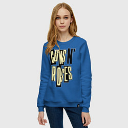 Свитшот хлопковый женский Guns n Roses: cream, цвет: синий — фото 2