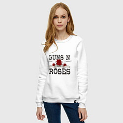 Свитшот хлопковый женский Guns n Roses: rock'n'roll, цвет: белый — фото 2