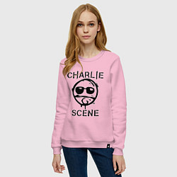 Свитшот хлопковый женский HU: Charlie Scene, цвет: светло-розовый — фото 2