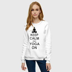 Свитшот хлопковый женский Keep Calm & Yoga On, цвет: белый — фото 2