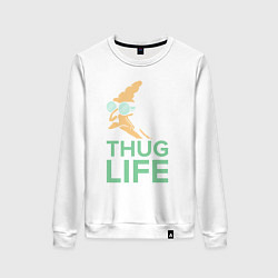 Свитшот хлопковый женский Zoidberg: Thug Life, цвет: белый
