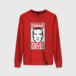 Свитшот хлопковый женский Dominic wants your coffee, цвет: красный