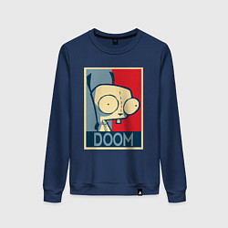 Свитшот хлопковый женский Doom Zim, цвет: тёмно-синий