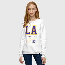 Свитшот хлопковый женский Lebron 23: Los Angeles, цвет: белый — фото 2