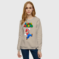 Свитшот хлопковый женский Super Mario, цвет: миндальный — фото 2