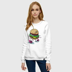 Свитшот хлопковый женский Chef Burger, цвет: белый — фото 2