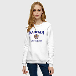 Свитшот хлопковый женский BAUMAN University, цвет: белый — фото 2