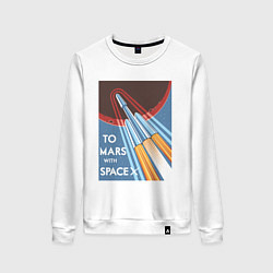 Свитшот хлопковый женский To Mars with SpaceX, цвет: белый