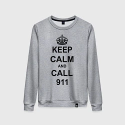 Свитшот хлопковый женский Keep Calm & Call 911, цвет: меланж