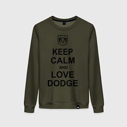 Свитшот хлопковый женский Keep Calm & Love Dodge, цвет: хаки