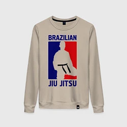 Свитшот хлопковый женский Brazilian Jiu jitsu, цвет: миндальный