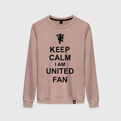 Свитшот хлопковый женский Keep Calm & United fan, цвет: пыльно-розовый