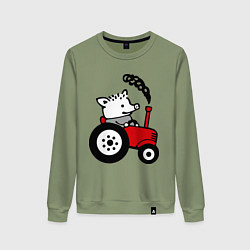 Свитшот хлопковый женский Поросенок Петр, цвет: авокадо