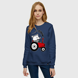 Свитшот хлопковый женский Поросенок Петр, цвет: тёмно-синий — фото 2