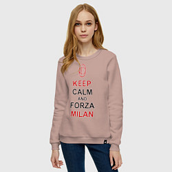 Свитшот хлопковый женский Keep Calm & Forza Milan, цвет: пыльно-розовый — фото 2