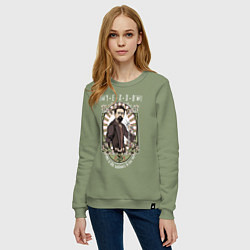 Свитшот хлопковый женский Антон Павлович Чехов, цвет: авокадо — фото 2