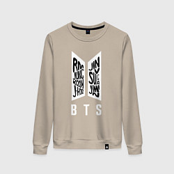 Свитшот хлопковый женский BTS Band, цвет: миндальный