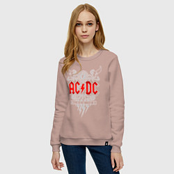Свитшот хлопковый женский AC/DC: Black Ice, цвет: пыльно-розовый — фото 2