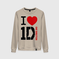 Свитшот хлопковый женский I love 1D, цвет: миндальный