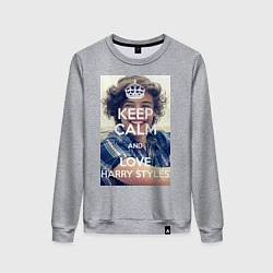 Свитшот хлопковый женский Keep Calm & Love Harry Styles, цвет: меланж