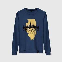 Свитшот хлопковый женский Чикаго - США, цвет: тёмно-синий