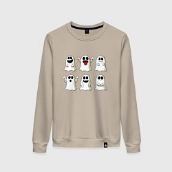 Свитшот хлопковый женский Funny ghosts - halloween, цвет: миндальный