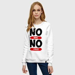 Свитшот хлопковый женский Нет работы, нет стресса, цвет: белый — фото 2