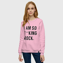 Свитшот хлопковый женский Im so fucking rock, цвет: светло-розовый — фото 2