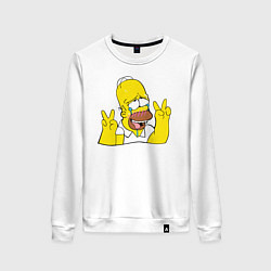 Свитшот хлопковый женский Homer Ahegao, цвет: белый