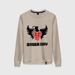 Свитшот хлопковый женский Green Day: Wings, цвет: миндальный