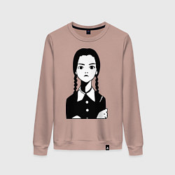 Свитшот хлопковый женский Wednesday Addams, цвет: пыльно-розовый