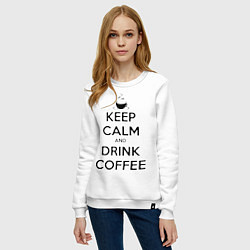 Свитшот хлопковый женский Keep Calm & Drink Coffee, цвет: белый — фото 2