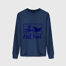 Свитшот хлопковый женский Shark fast food, цвет: тёмно-синий