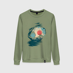 Свитшот хлопковый женский Тоторо в лесу, цвет: авокадо