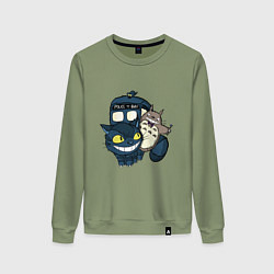 Свитшот хлопковый женский Tardis Totoro, цвет: авокадо
