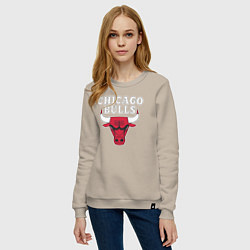 Свитшот хлопковый женский CHICAGO BULLS, цвет: миндальный — фото 2