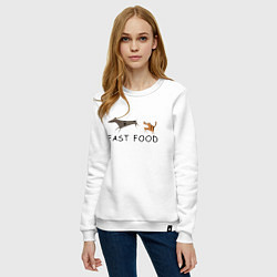 Свитшот хлопковый женский Fast food цвет, цвет: белый — фото 2